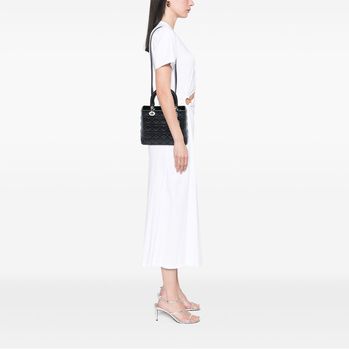 Lady Dior Cannage Moyen Cuir d'agneau Noir