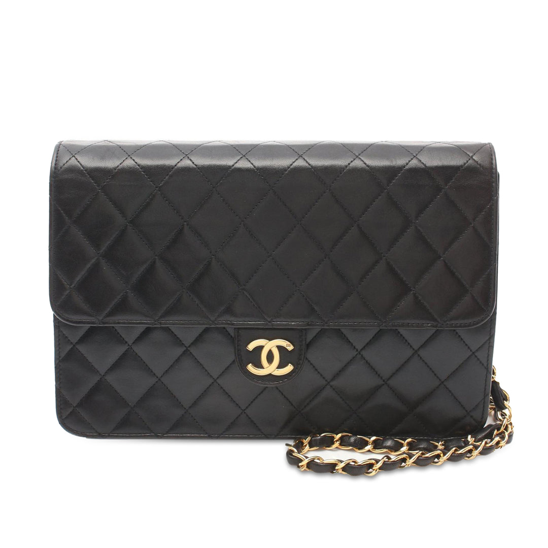 CC Quilted Lambskin Single Flap Black - Gaby Paris