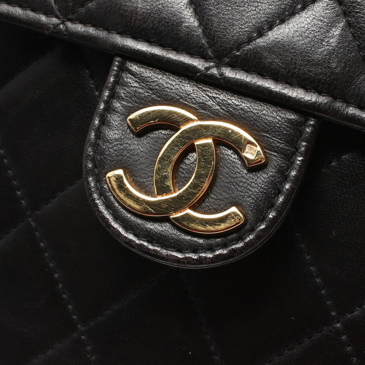 CC Quilted Lambskin Single Flap Black - Gaby Paris