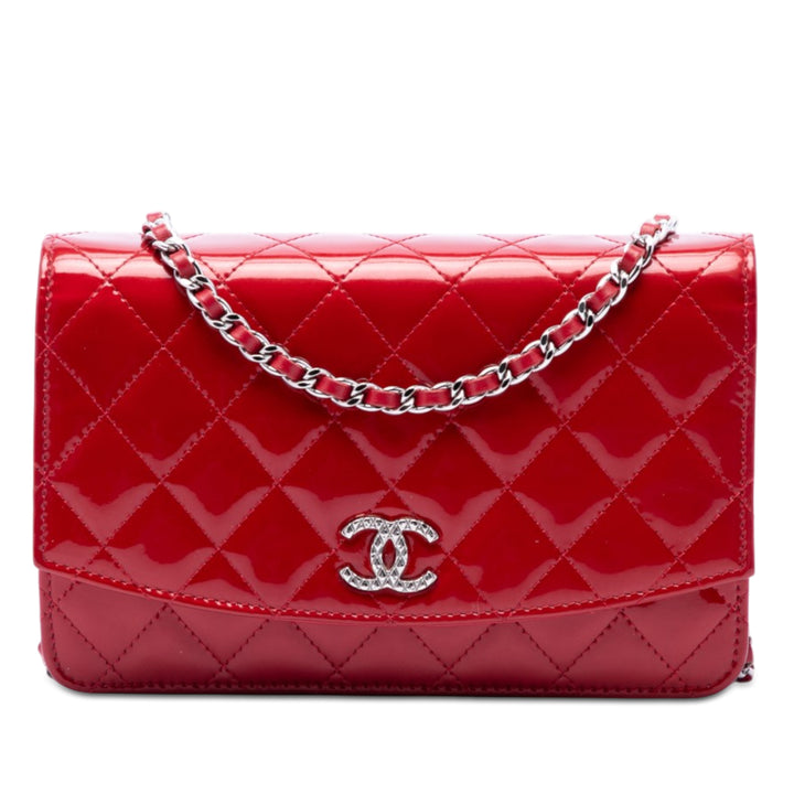Chanel CC Matelassé Cuir verni Brilliant Wallet on Chain