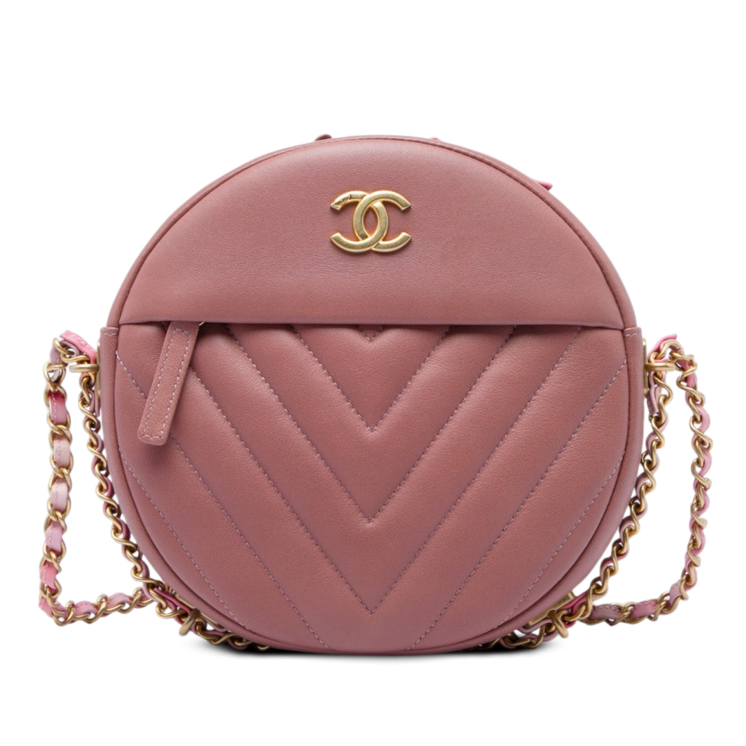 Chevron Rond As Earth Sac Cuir d'agneau Rose