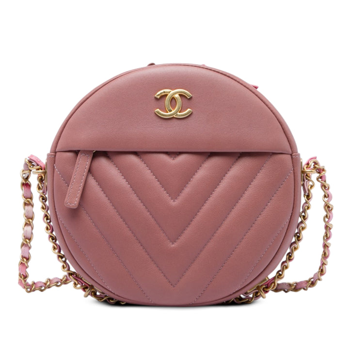 Chevron Rond As Earth Sac Cuir d'agneau Rose