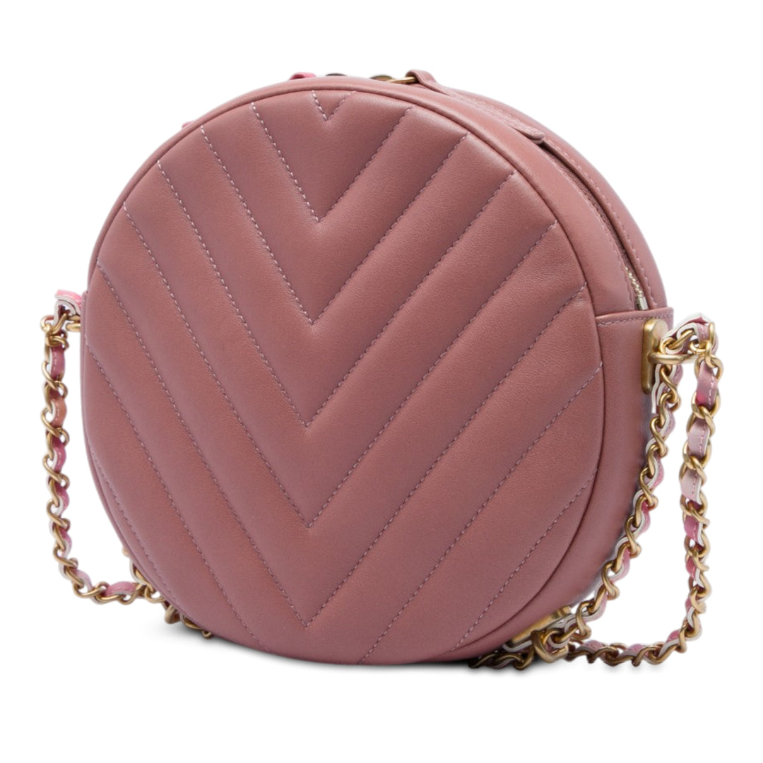 Chevron Rond As Earth Sac Cuir d'agneau Rose
