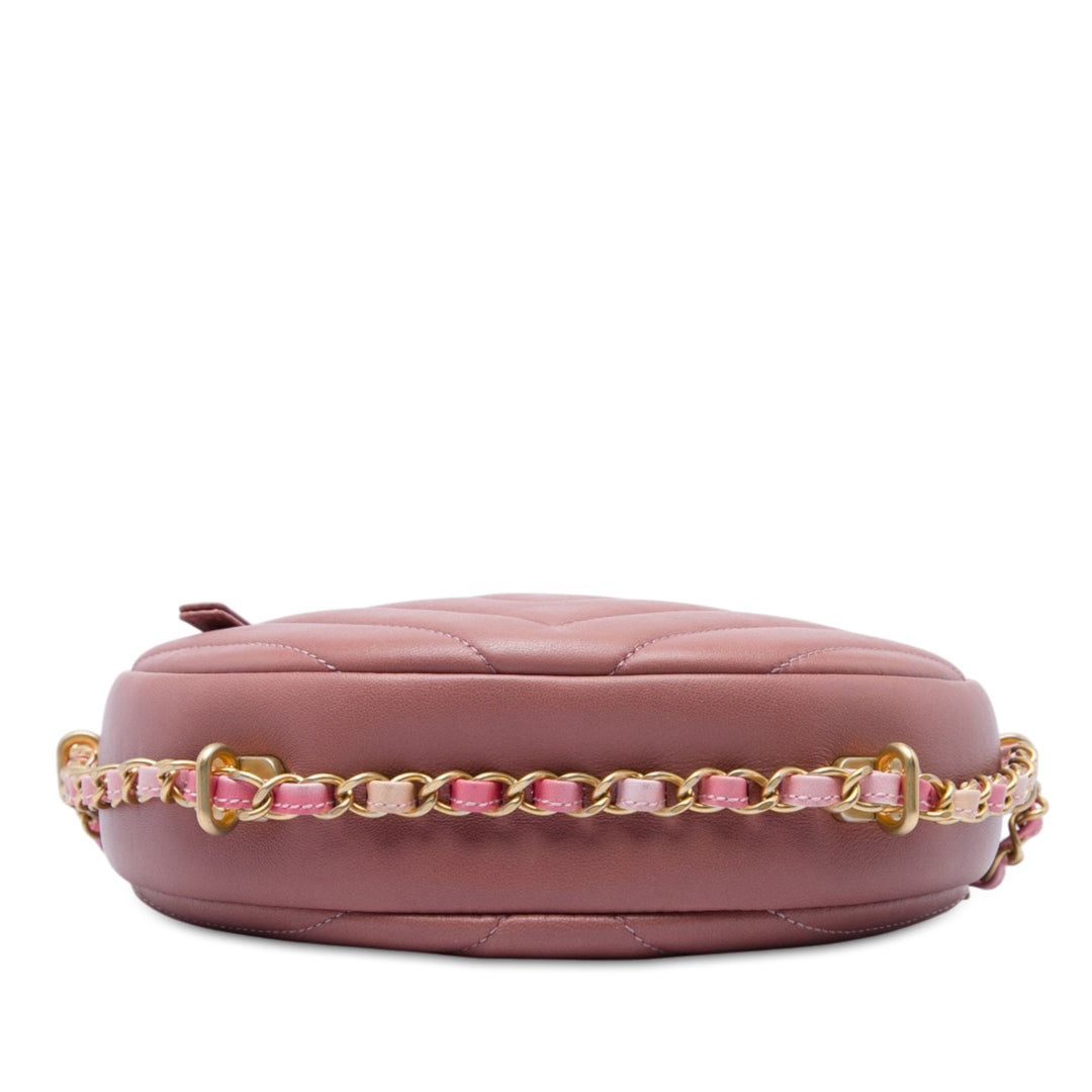 Chevron Rond As Earth Sac Cuir d'agneau Rose