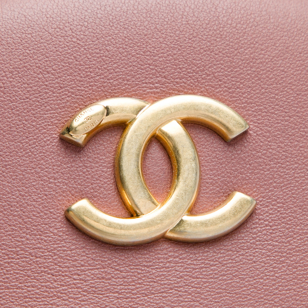 Chevron Rond As Earth Sac Cuir d'agneau Rose