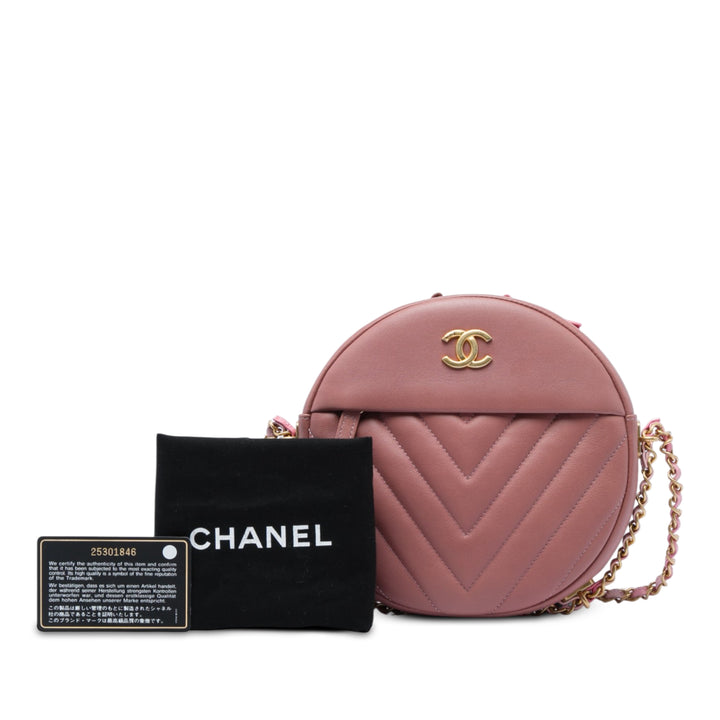 Chevron Rond As Earth Sac Cuir d'agneau Rose