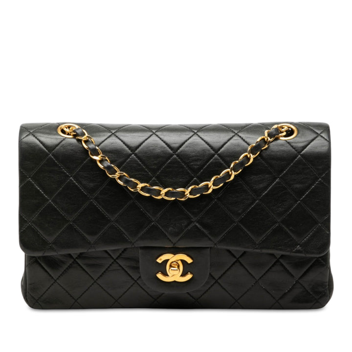 Classic Double rabat Moyen Cuir d'agneau Noir