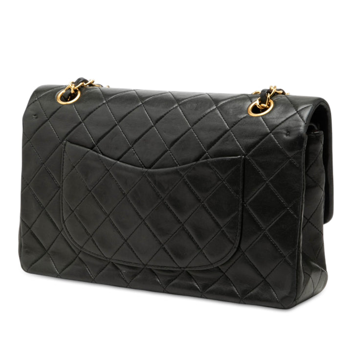 Classic Double rabat Moyen Cuir d'agneau Noir