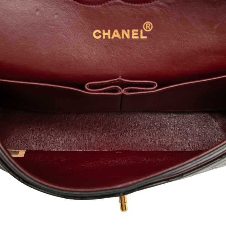 Classic Double rabat Moyen Cuir d'agneau Noir