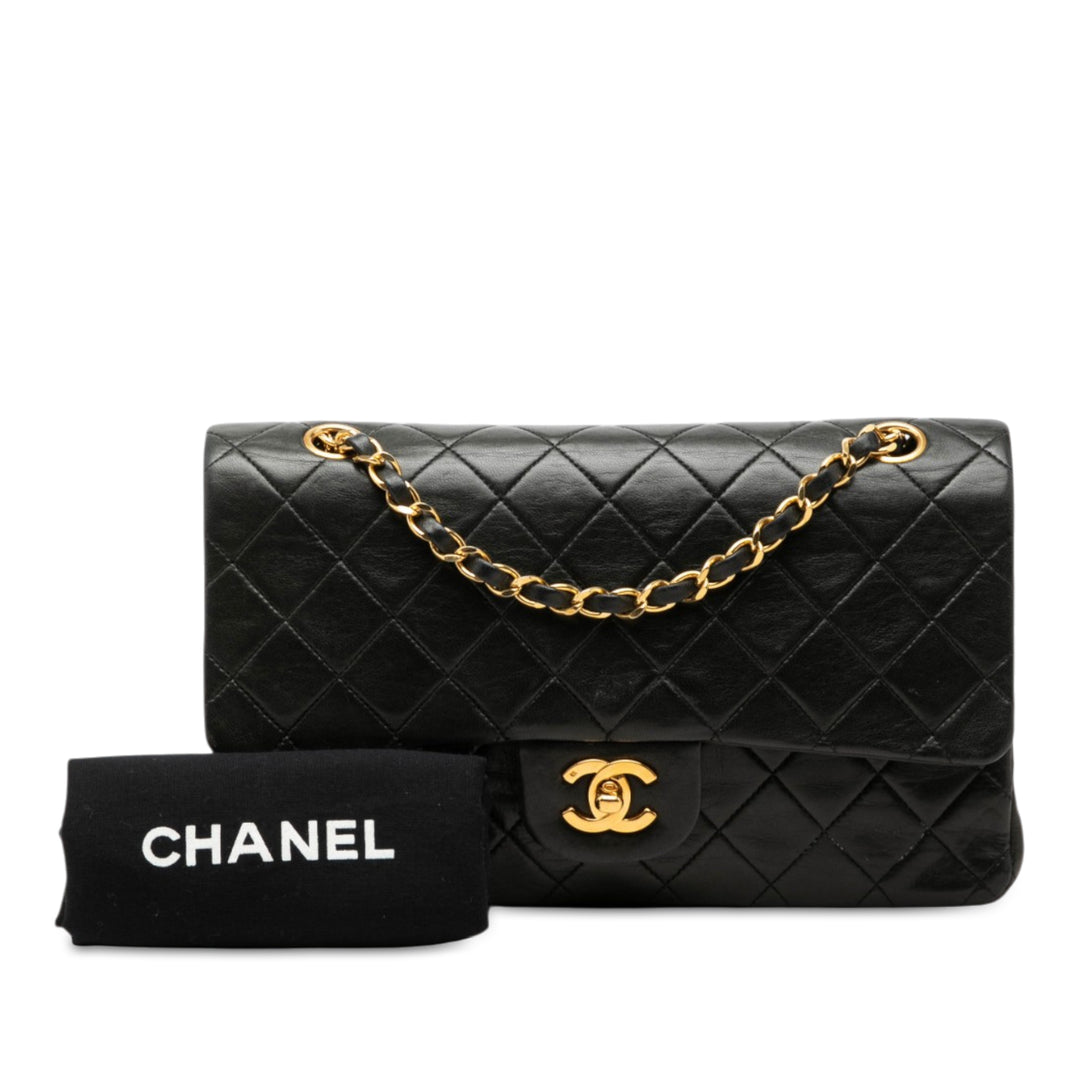 Classic Double rabat Moyen Cuir d'agneau Noir