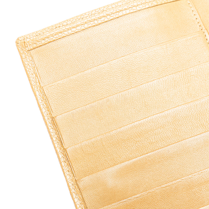 CC Quilted Caviar Stitched French Long Wallet Brown - Gaby Paris