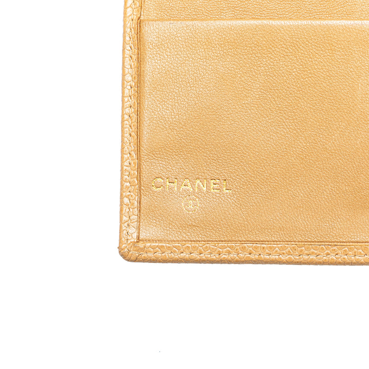 CC Quilted Caviar Stitched French Long Wallet Brown - Gaby Paris