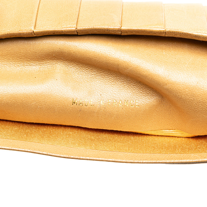 CC Quilted Caviar Stitched French Long Wallet Brown - Gaby Paris