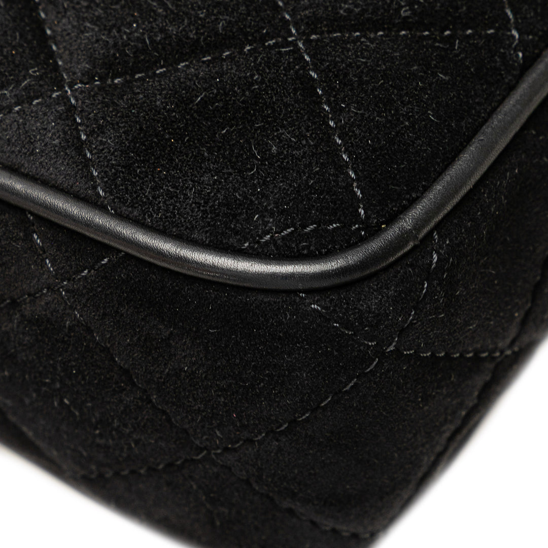 CC Quilted Suede Shoulder Bag Black - Gaby Paris