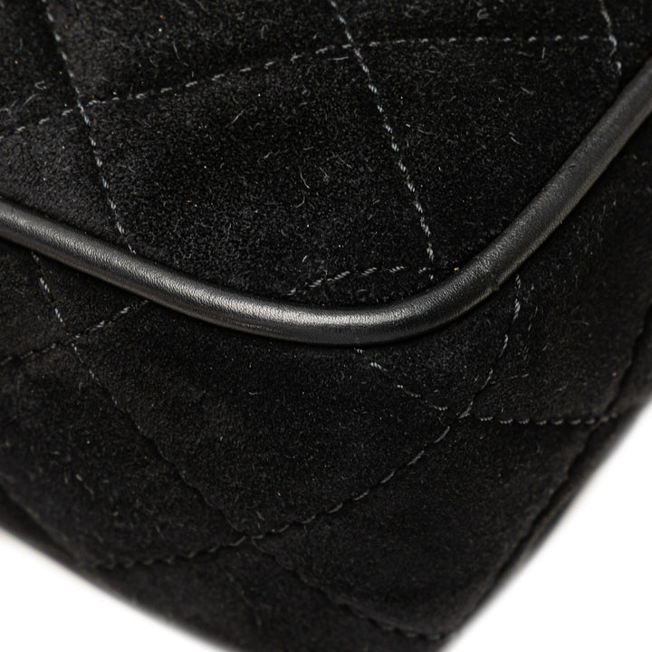 CC Quilted Suede Shoulder Bag Black - Gaby Paris