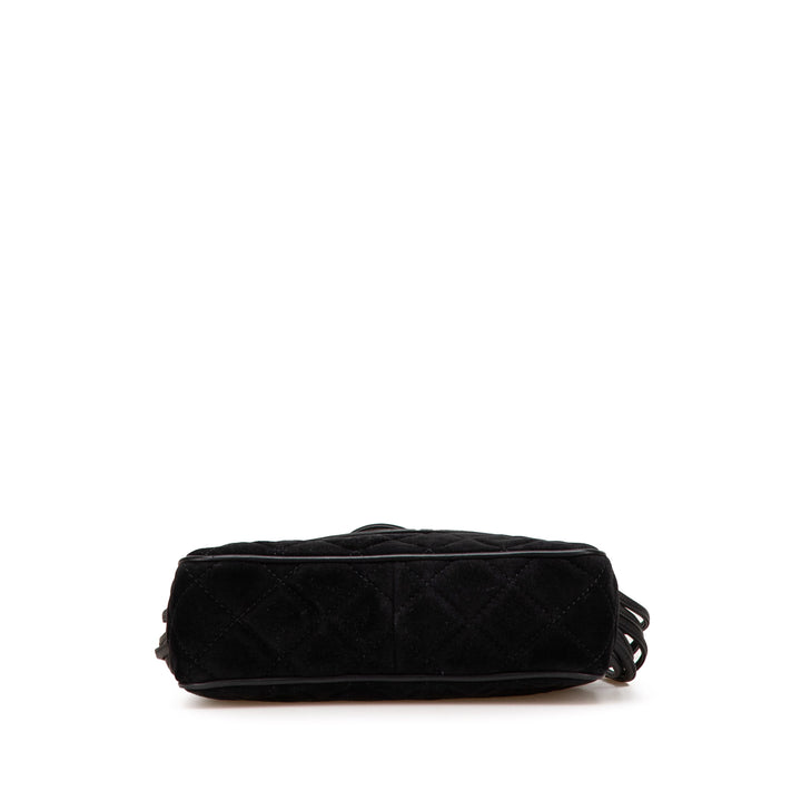 CC Quilted Suede Shoulder Bag Black - Gaby Paris