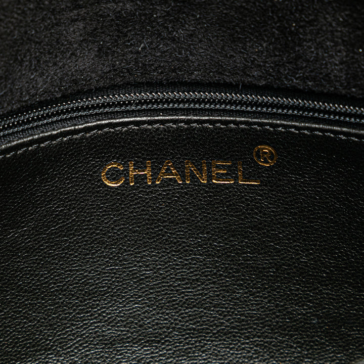 CC Quilted Suede Shoulder Bag Black - Gaby Paris