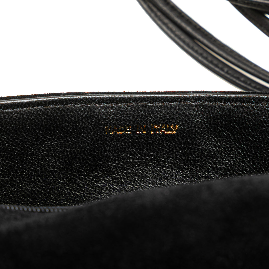 CC Quilted Suede Shoulder Bag Black - Gaby Paris