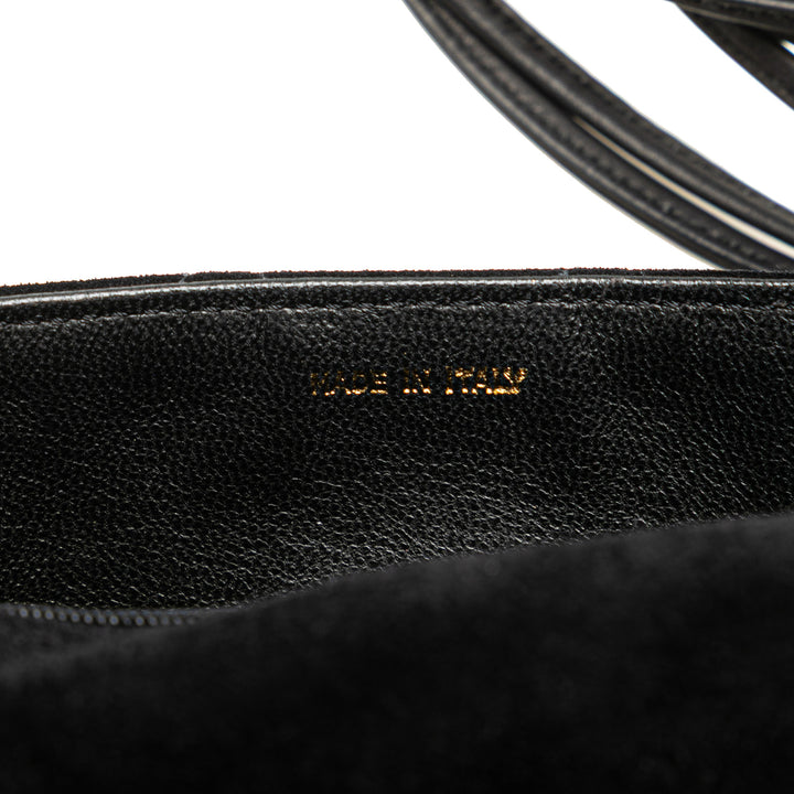 CC Quilted Suede Shoulder Bag Black - Gaby Paris