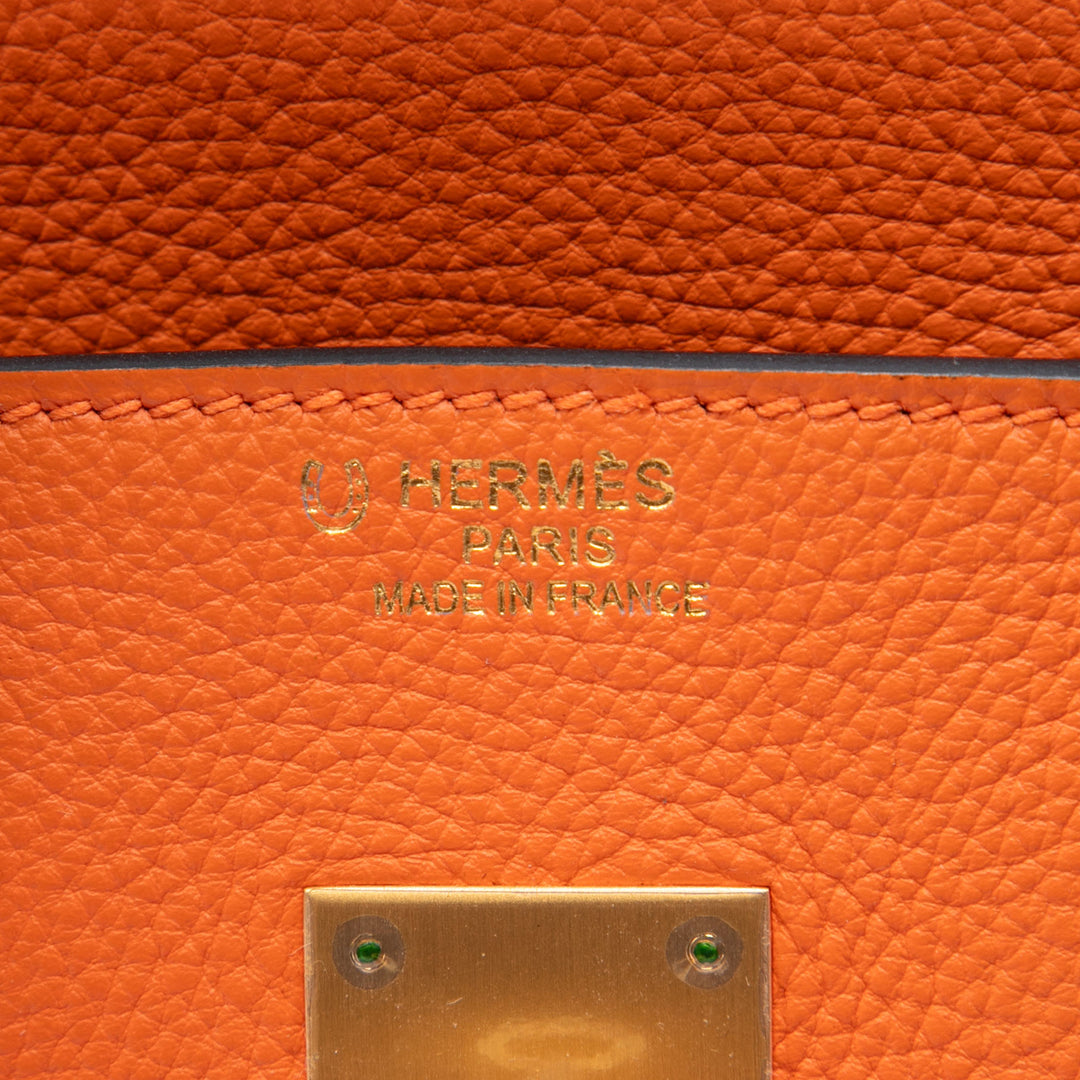 Hermès Special Order Bicolore Birkin Retourne 35 Clémence Orange – vue 5 – GABY PARIS