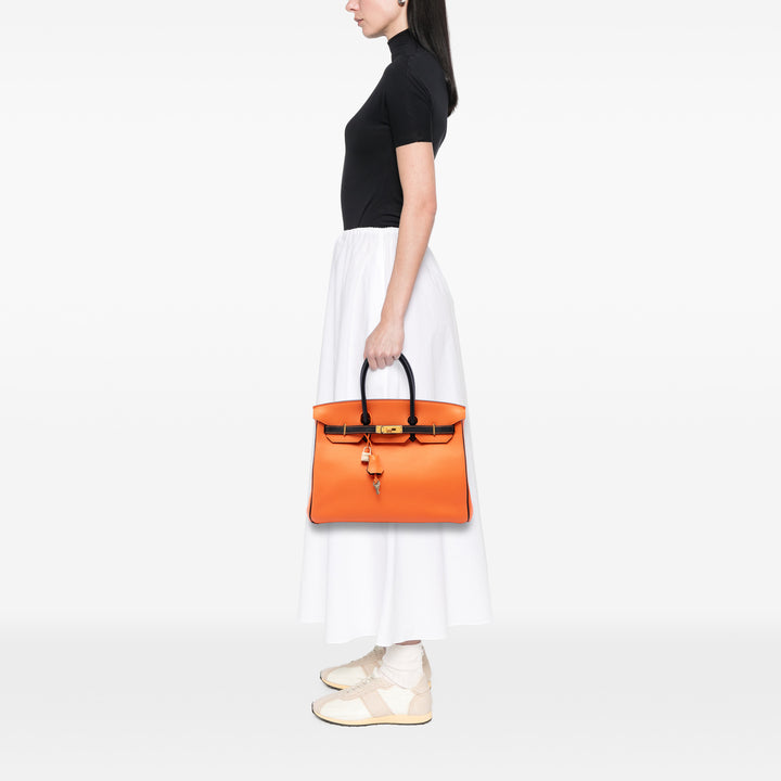 Hermès Special Order Bicolore Birkin Retourne 35 Clémence Orange – vue 6 – GABY PARIS