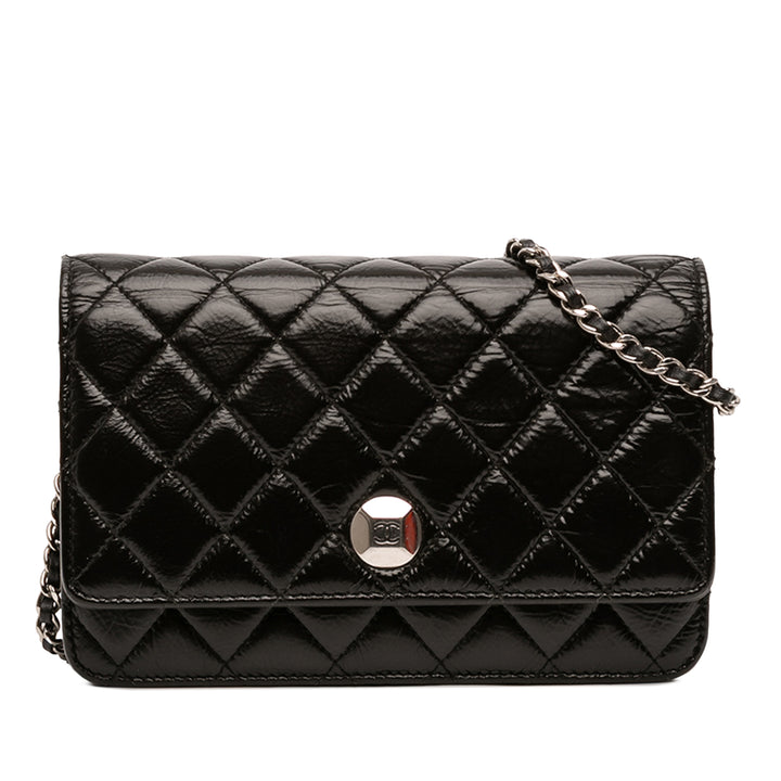 Chanel CC Matelassé froissé Cuir verni Wallet on Chain