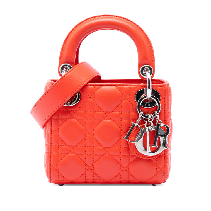 Lady Dior Cannage Micro Cuir d'agneau Orange
