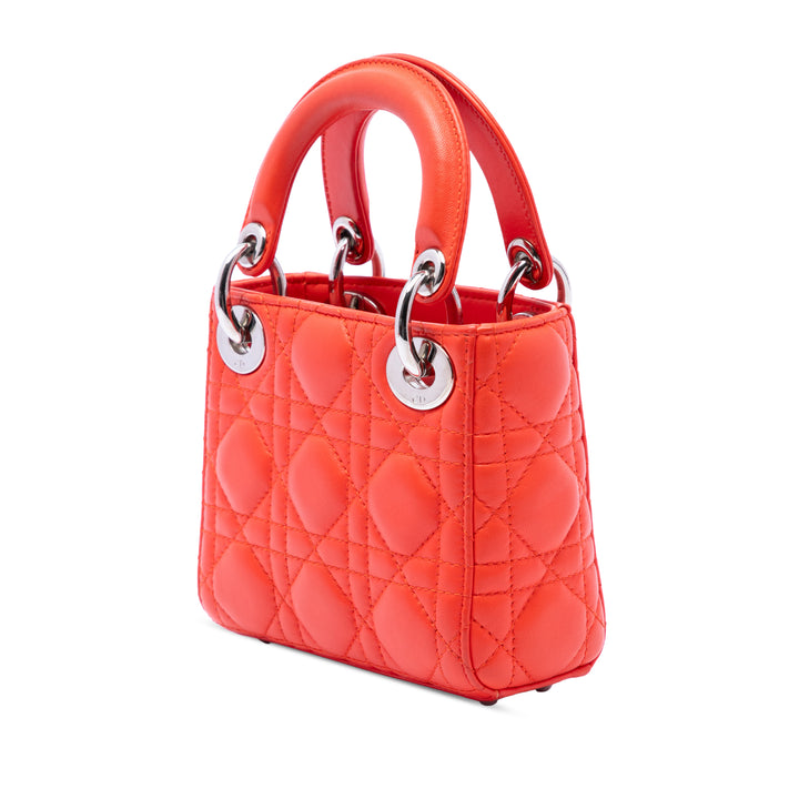 Lady Dior Cannage Micro Cuir d'agneau Orange