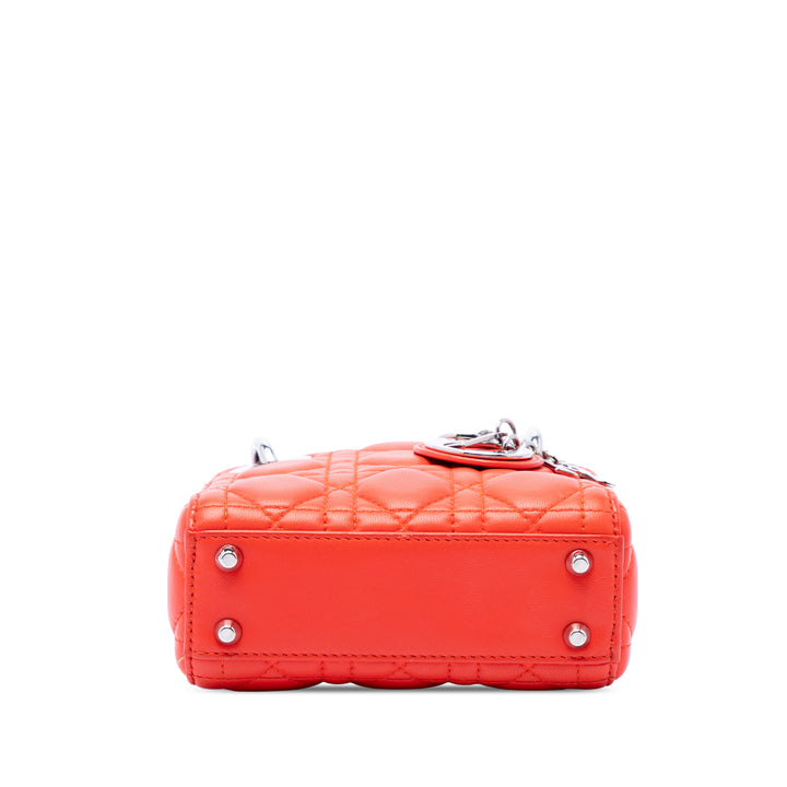 Lady Dior Cannage Micro Cuir d'agneau Orange