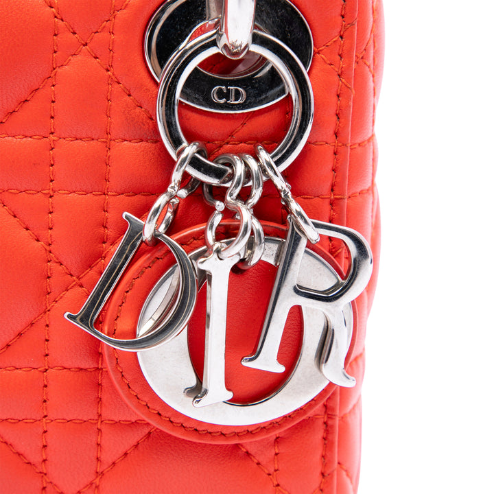 Lady Dior Cannage Micro Cuir d'agneau Orange