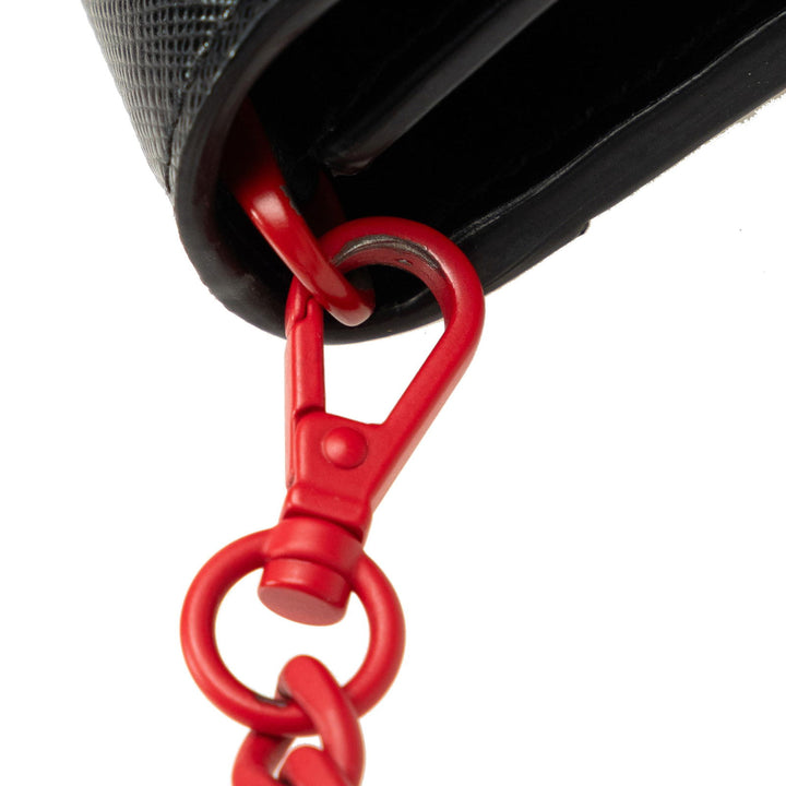 Prada Saffiano City Calf Cahier Heart and Flower Wallet on Chain Black - GABY PARIS