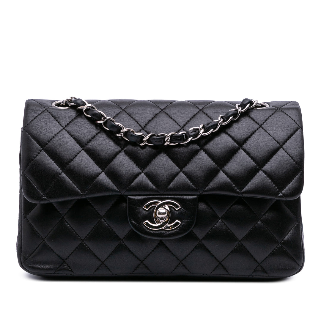 Small Classic Lambskin Double Flap Black - Gaby Paris