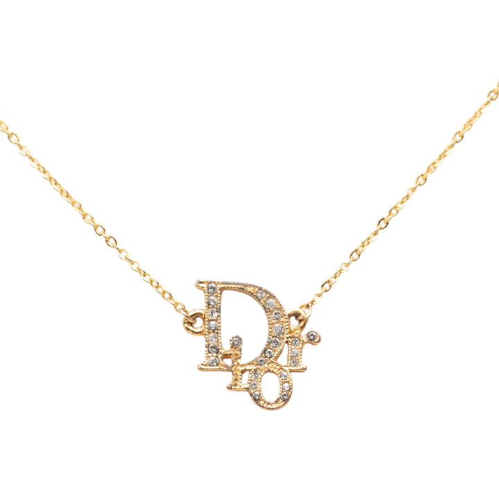 Dior plaqué Oblique Strass Collier