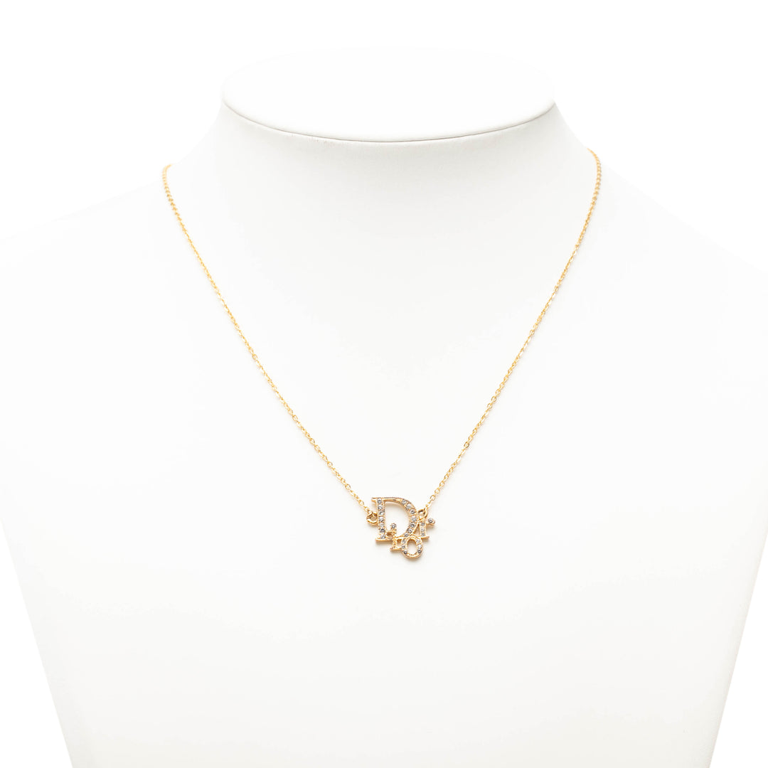 Dior plaqué Oblique Strass Collier