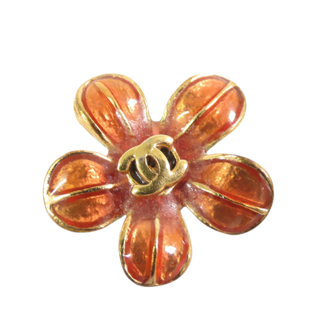 Chanel plaqué Resin CC Flower fermoir poussette Boucle d’oreilles