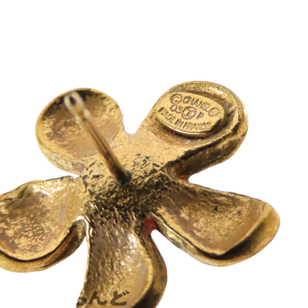 Chanel plaqué Resin CC Flower fermoir poussette Boucle d’oreilles