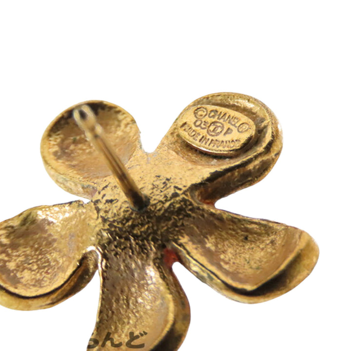 Chanel plaqué Resin CC Flower fermoir poussette Boucle d’oreilles
