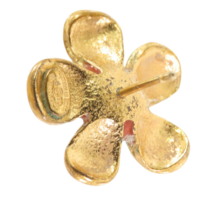 Chanel plaqué Resin CC Flower fermoir poussette Boucle d’oreilles