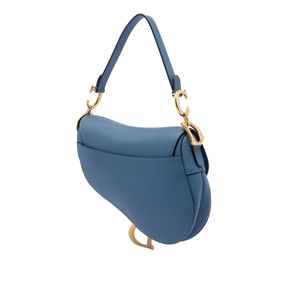 Dior grainé Saddle Sac Cuir de veau grainé Bleu – vue 2 – GABY PARIS