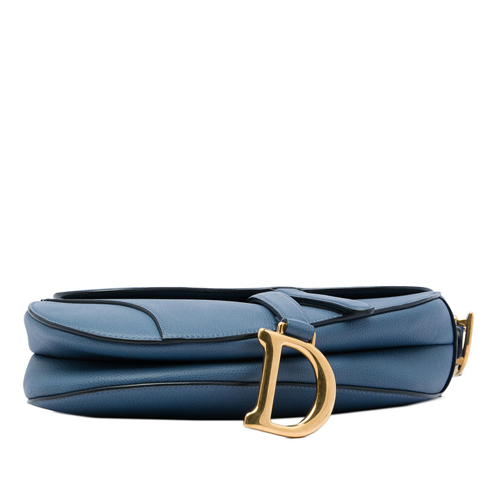 Dior grainé Saddle Sac Cuir de veau grainé Bleu – vue 3 – GABY PARIS