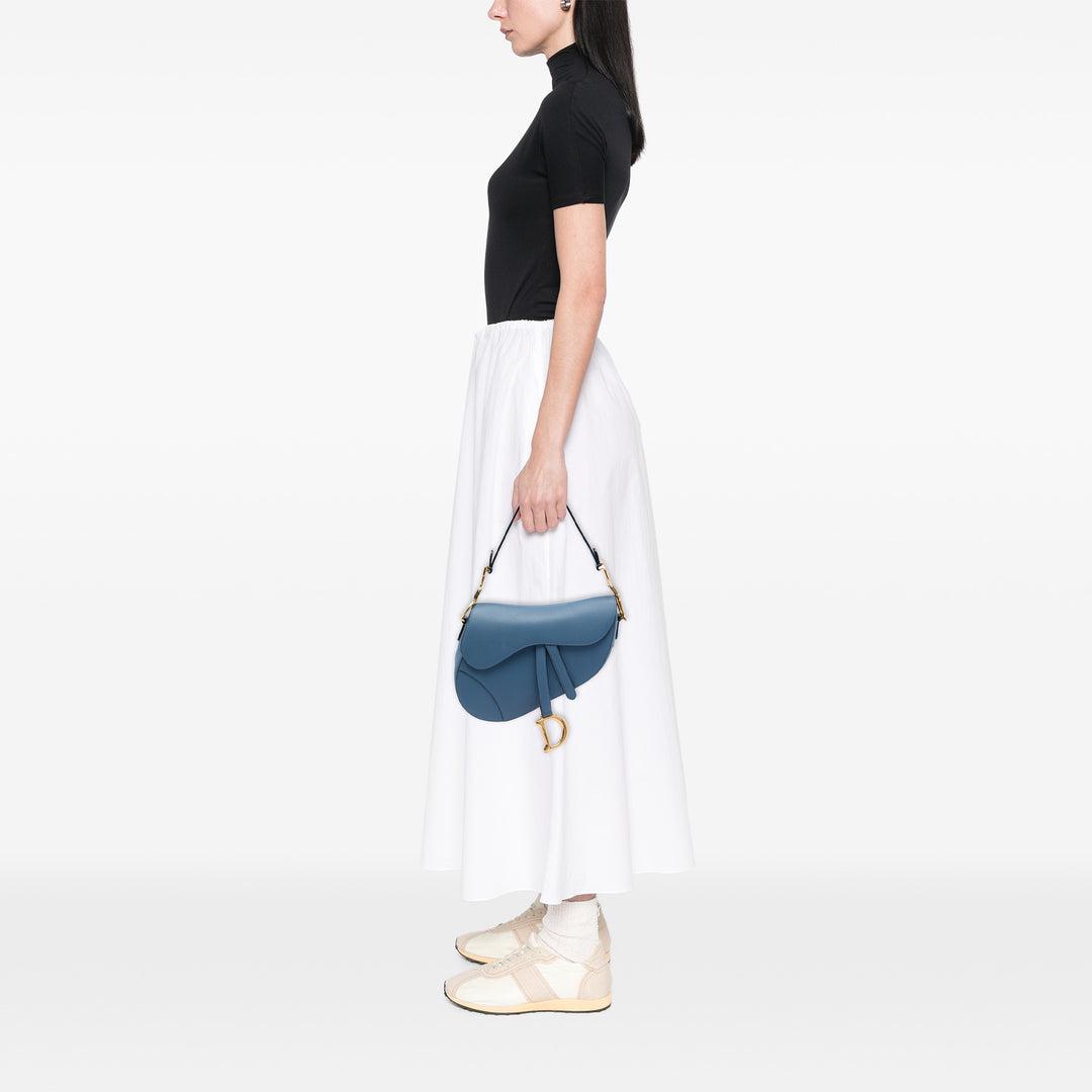 Dior grainé Saddle Sac Cuir de veau grainé Bleu – vue 5 – GABY PARIS