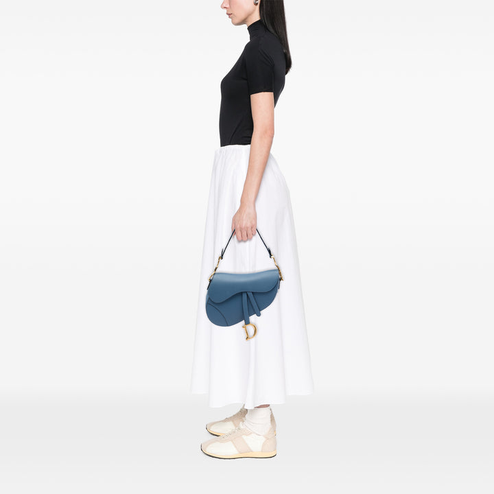 Dior grainé Saddle Sac Cuir de veau grainé Bleu – vue 5 – GABY PARIS