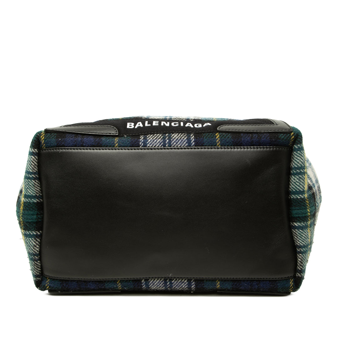 Balenciaga Cabas Plaid S Vert – vue 3 – GABY PARIS