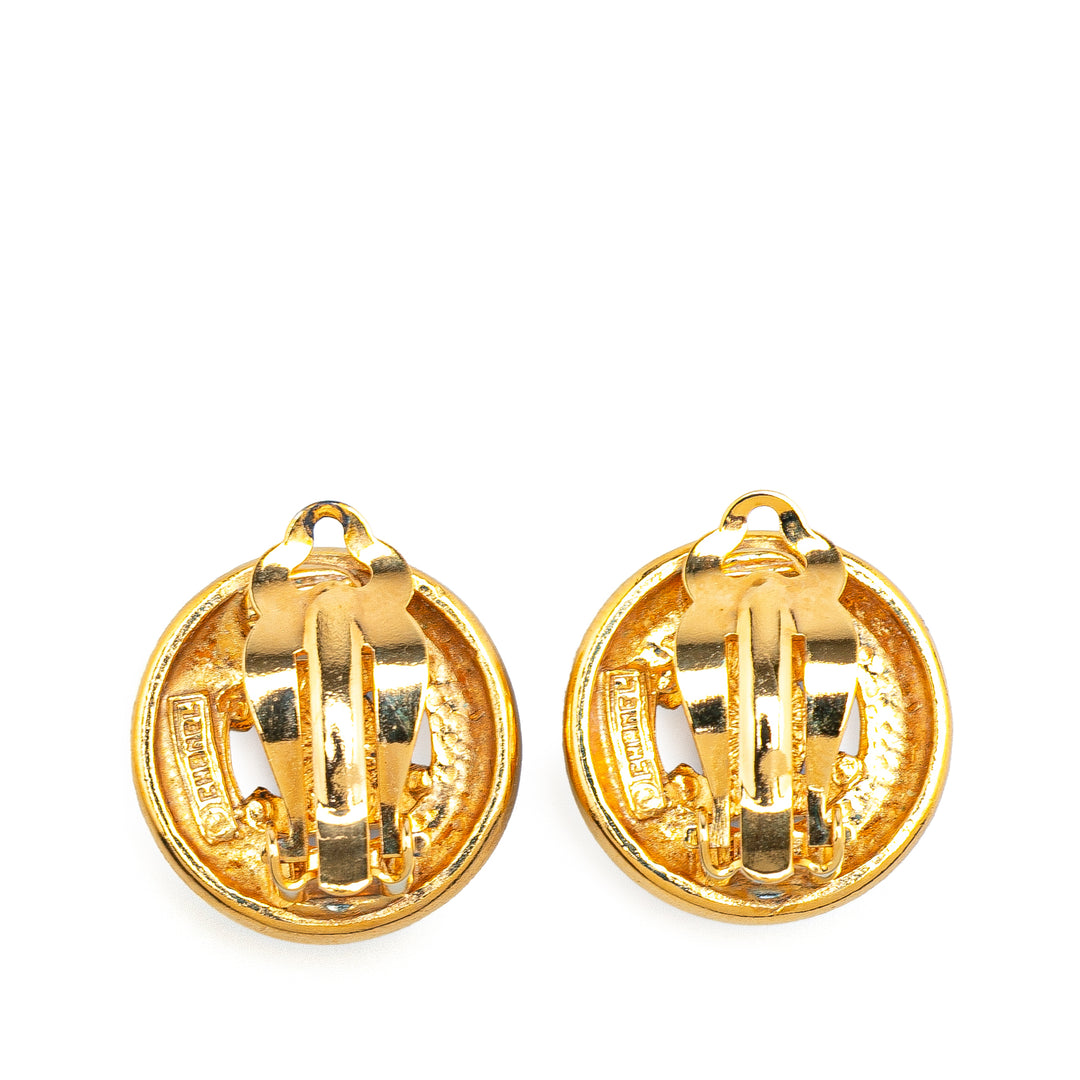 Chanel CC plaqué Rond Clip On Boucles d'oreilles