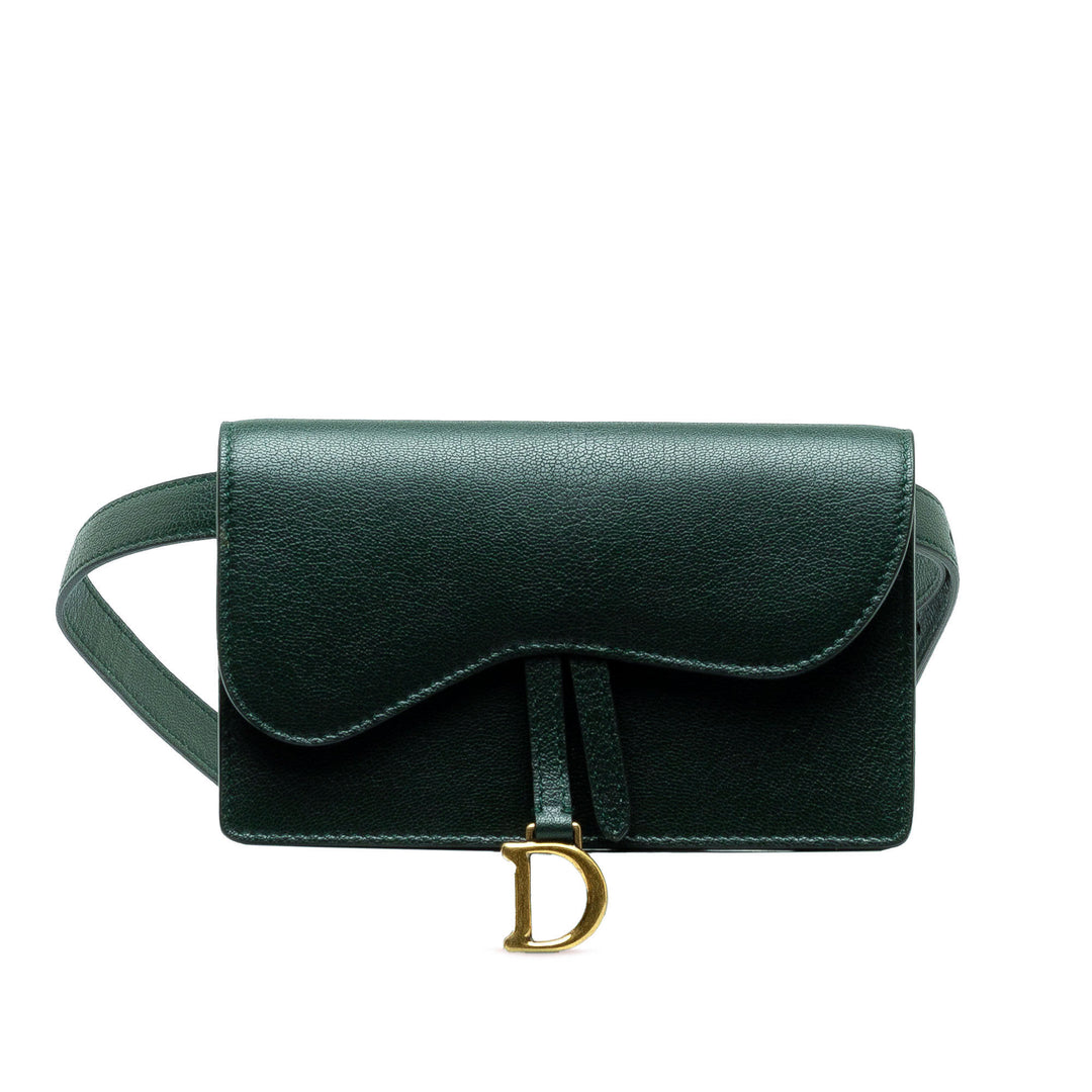 Leather Saddle Belt Bag Green - Gaby Paris