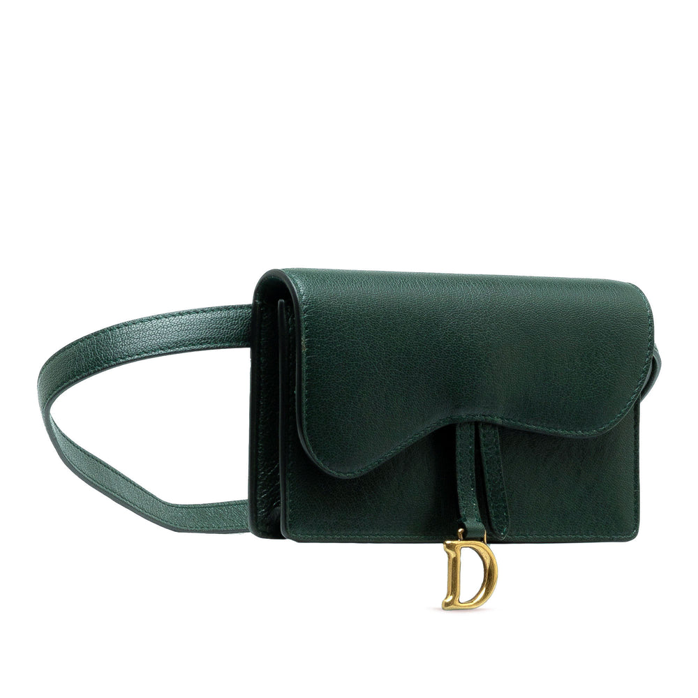 Leather Saddle Belt Bag Green - Gaby Paris