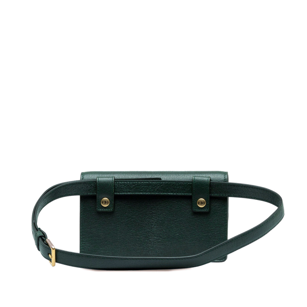 Leather Saddle Belt Bag Green - Gaby Paris