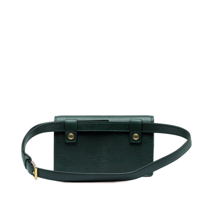 Leather Saddle Belt Bag Green - Gaby Paris