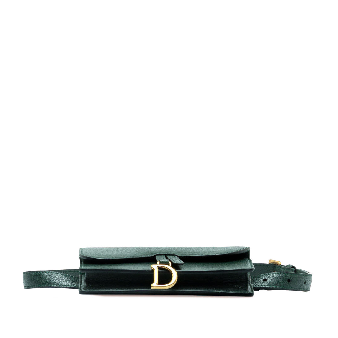 Leather Saddle Belt Bag Green - Gaby Paris
