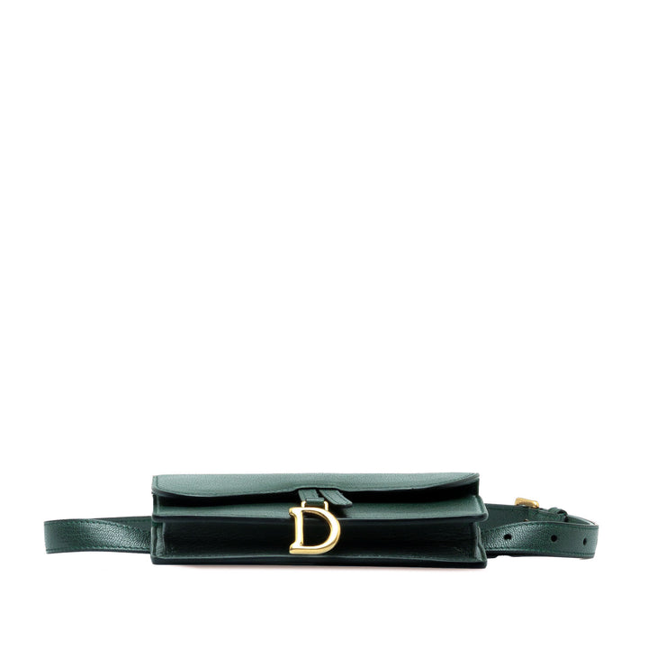 Leather Saddle Belt Bag Green - Gaby Paris